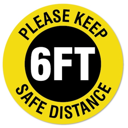 Please Keep Safe Distance Non-Slip Floor Graphic, 16in Vinyl Decal, 12PK